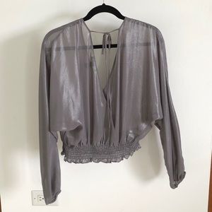 Sheer silver long sleeves blouse